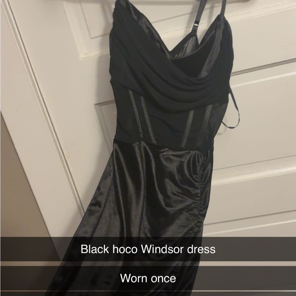 Windsor Black Prom Dress Sleeveless Cowl Neck